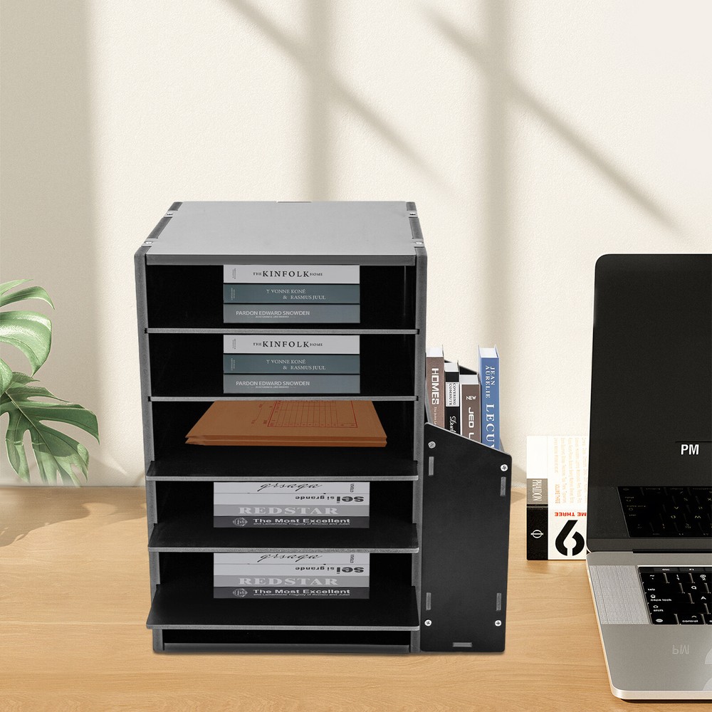 Rectangular 6-Compartment Desktop Organizer for Office Files and Supplies  