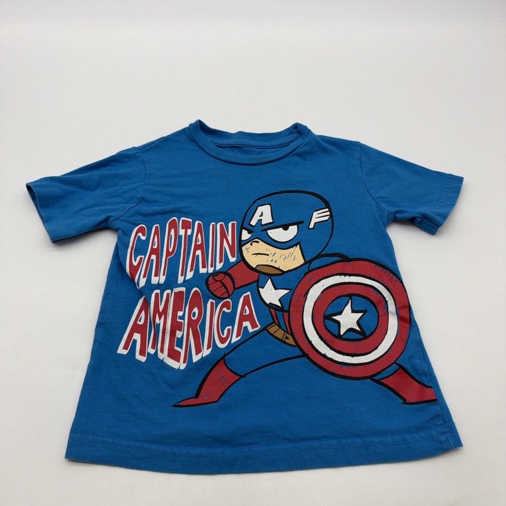 Marvel T-shirt Kids Boys Size 3T Blue Graphic Print Logo Captain America.#45460