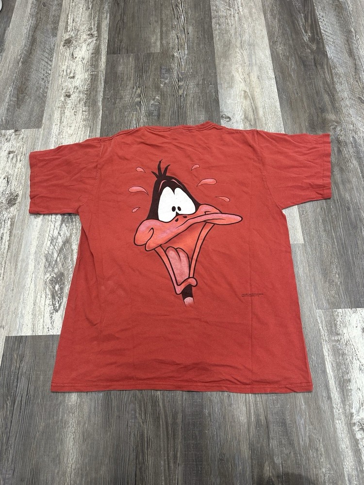 Vintage Looney Tunes Daffy Duck  Single Stitch T-Shirt 1996 Size Large Red