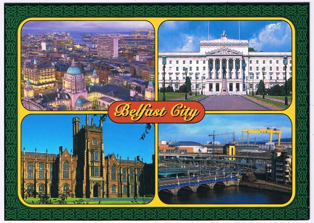 Postcard City Hall Stomont Queen's University River Lagan Belfast City Ireland