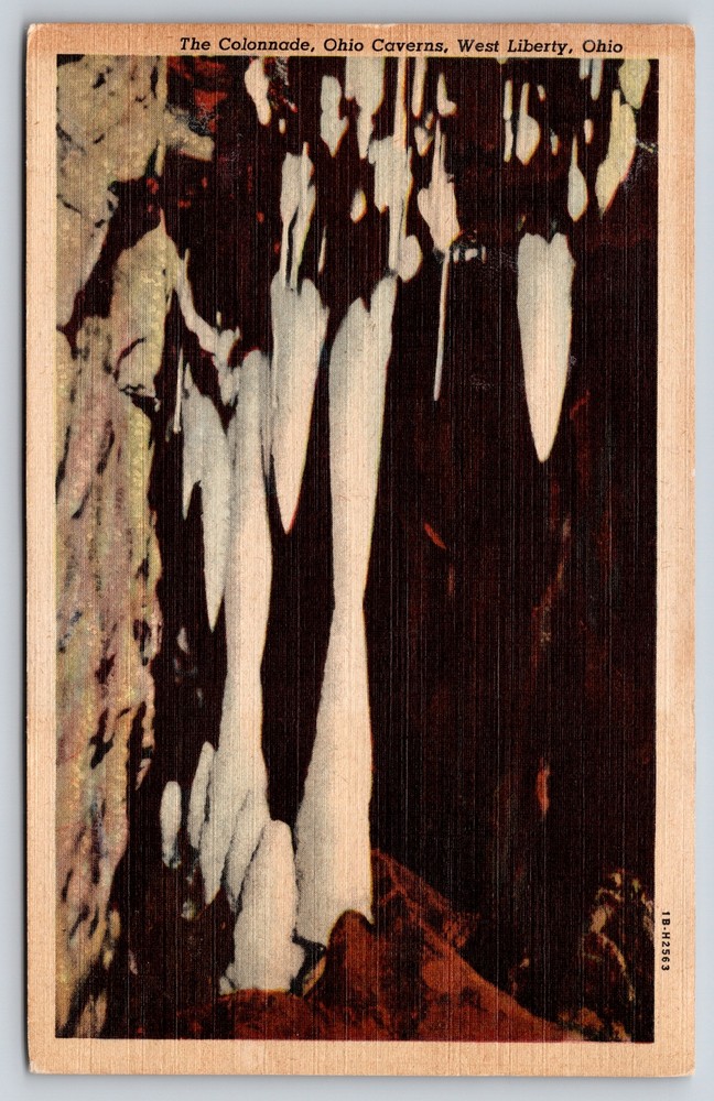 Linen~Colonnade In Ohio Caverns West Liberty Ohio~Vintage Postcard