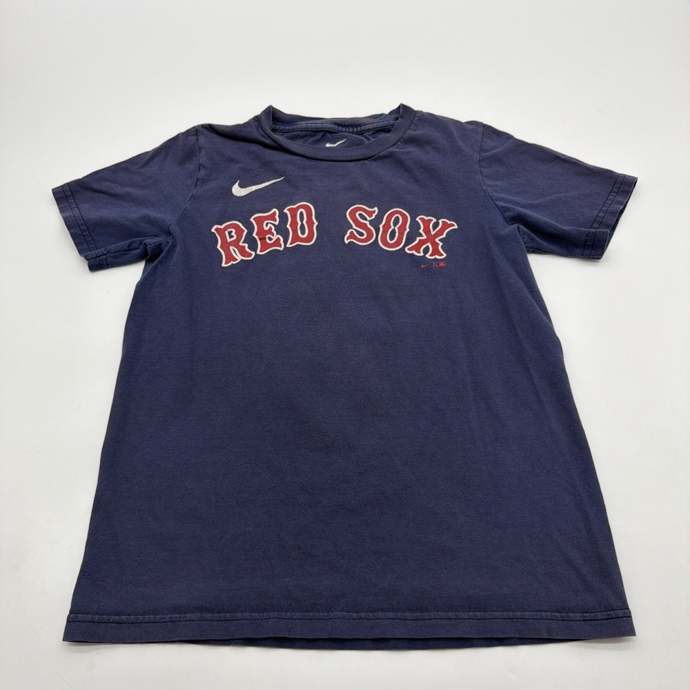Nike Red Sox T-shirt Youth Boys Size S Blue Graphic Print Devers 11 .#40812