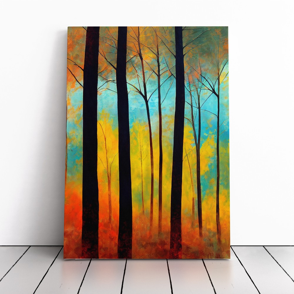 Autumn Forest Abstract Canvas Wall Art Print Framed Picture Decor Living Room-image