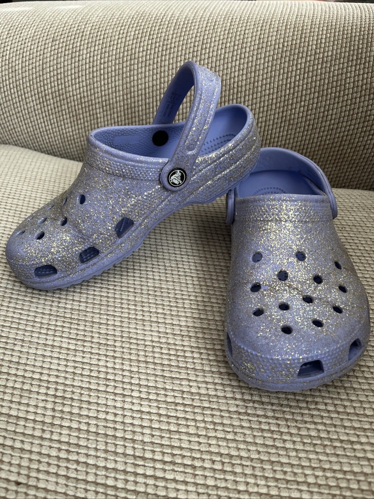 Crocs Mujer’s Talla 7, Hombre’s 5 Púrpura Brillo Clásico Zueco Sandalias