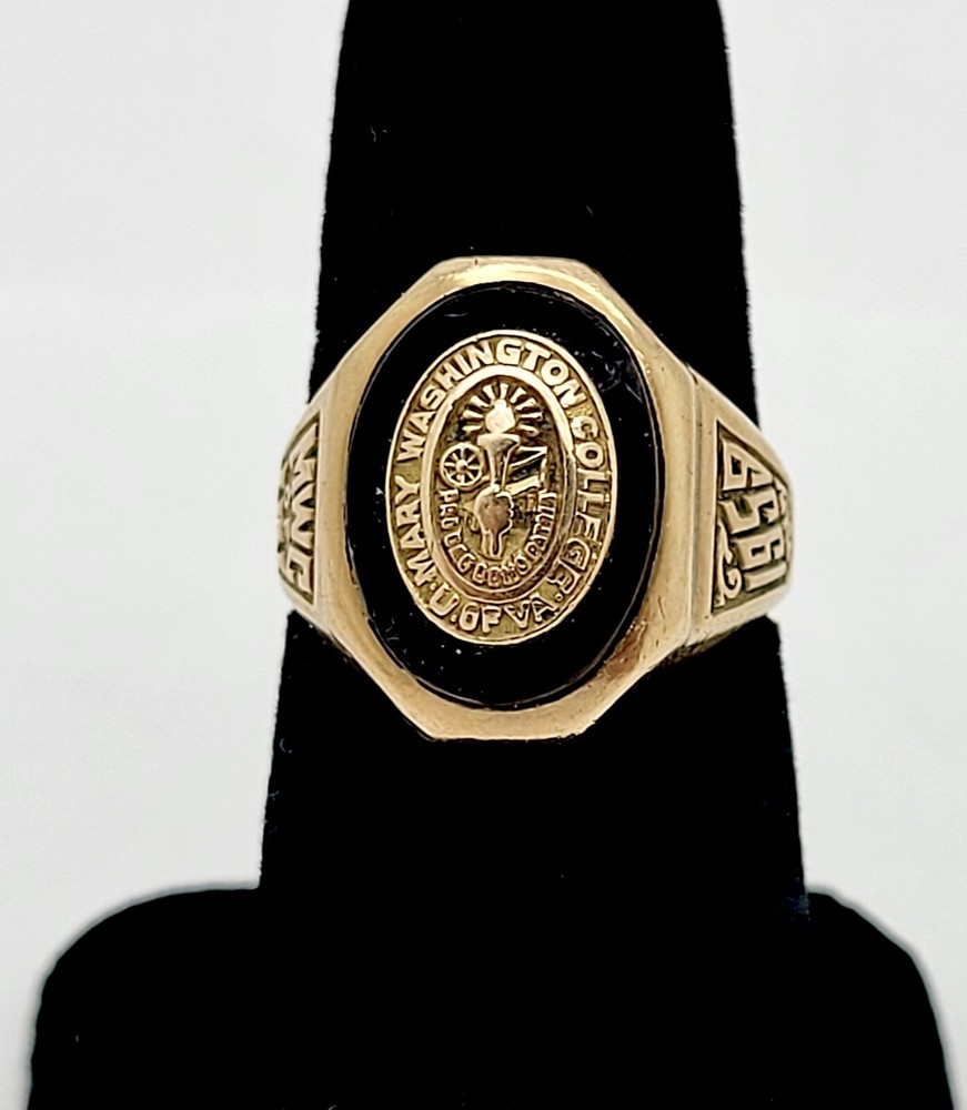 VINTAGE ULMANS 1959 MARY WASHINGTON COLLEGE U OF VA 10K GOLD ONYX CLASS RING,7