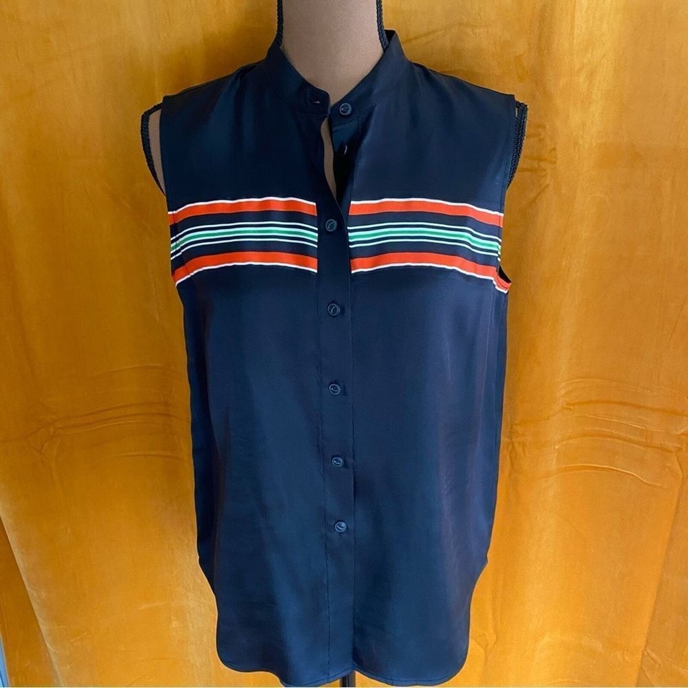Rag & Bone Striped Silk Sleeveless Top in Size [Specify]