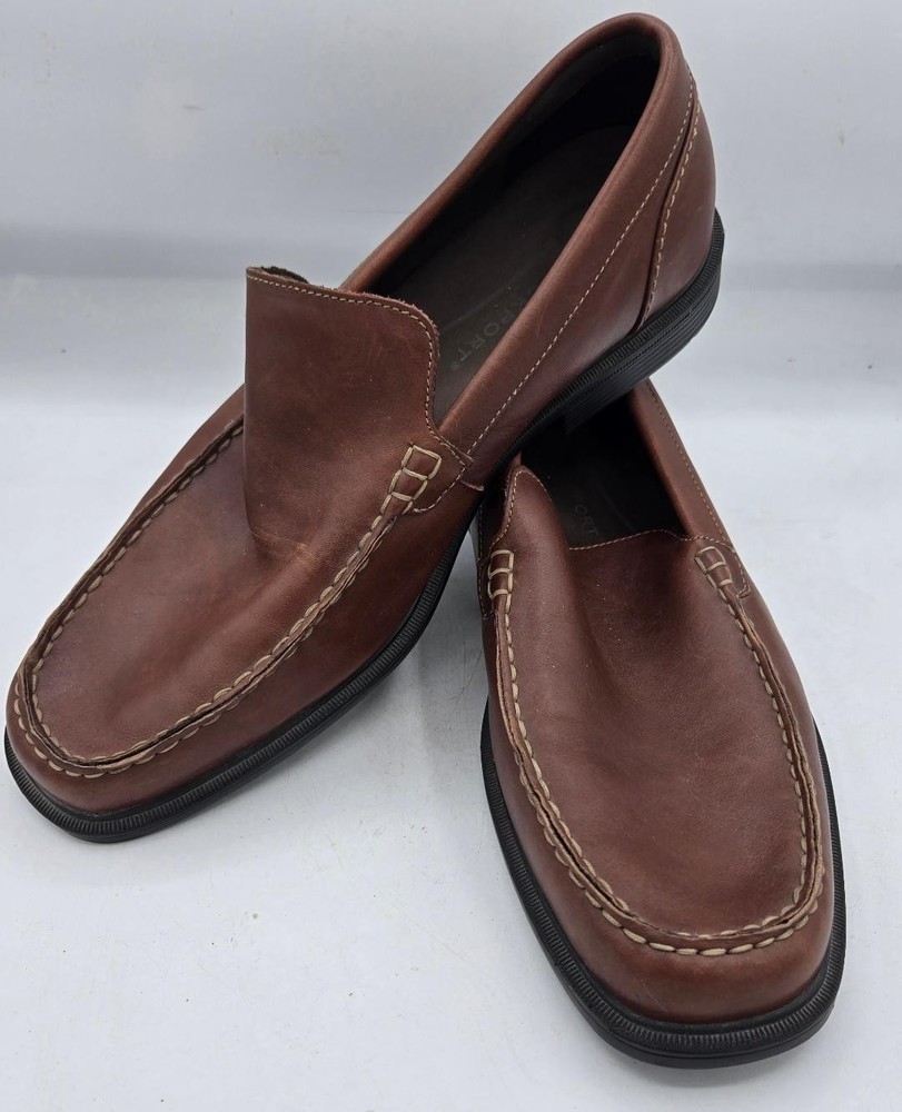 Rockport Brown Leather Slip-On Loafers Men's 12M Dress Comfort Shoes