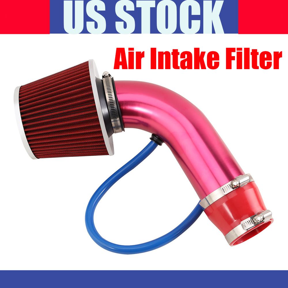 Red Car Cold Air Intake Filter Induction Kit Pipe Power Flow Hose System 76mm