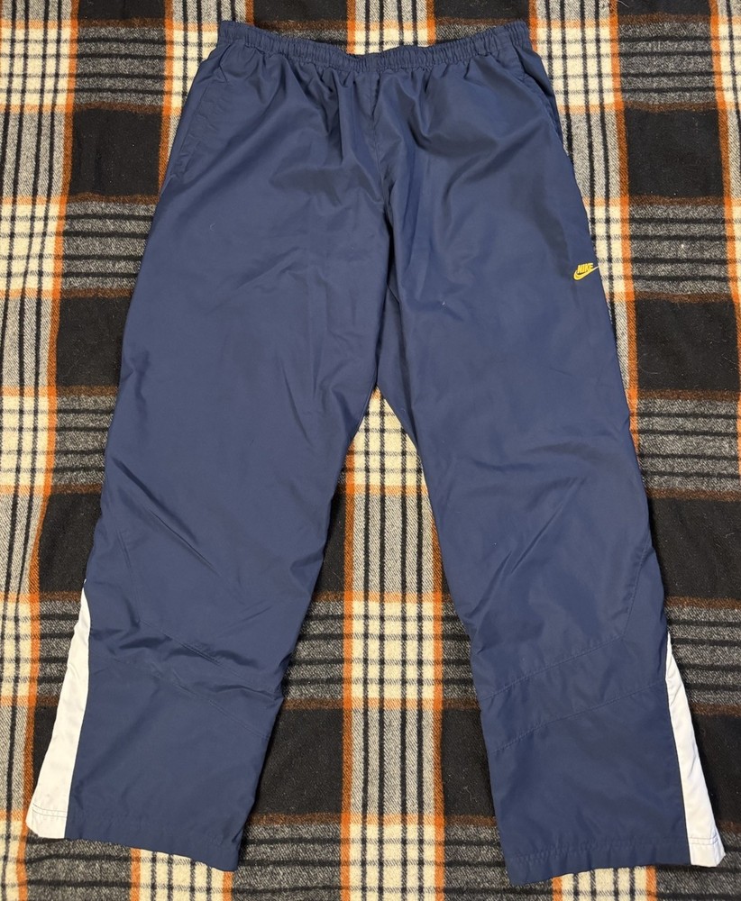 Nike Track Pants Mens L Blue Yellow Swoosh Logo Athletic vintage 90s y2k skater