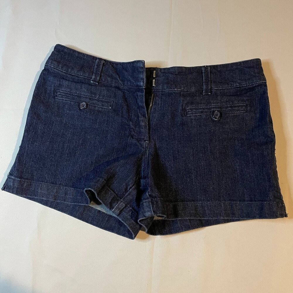 New York & Company Jean Shorts Womens 6 Blue Dark Wash Denim Boyfriend Pockets