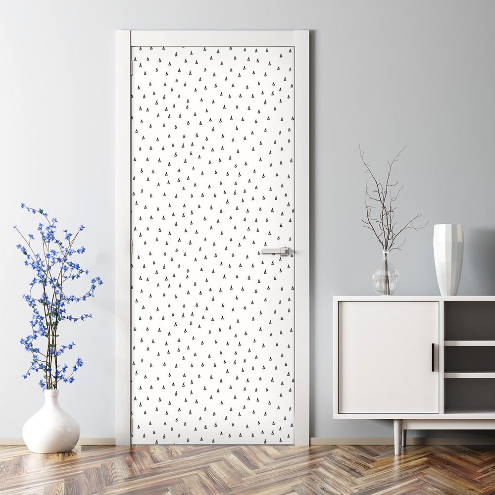 Scribble Bubble Free Black and White Door Sticker Traditional Decal Decor