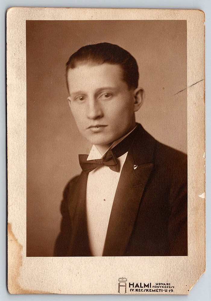 Vintage Real Photo Postcard Old Antique Picture Man Suit Tie Budapest 1930 Rppc