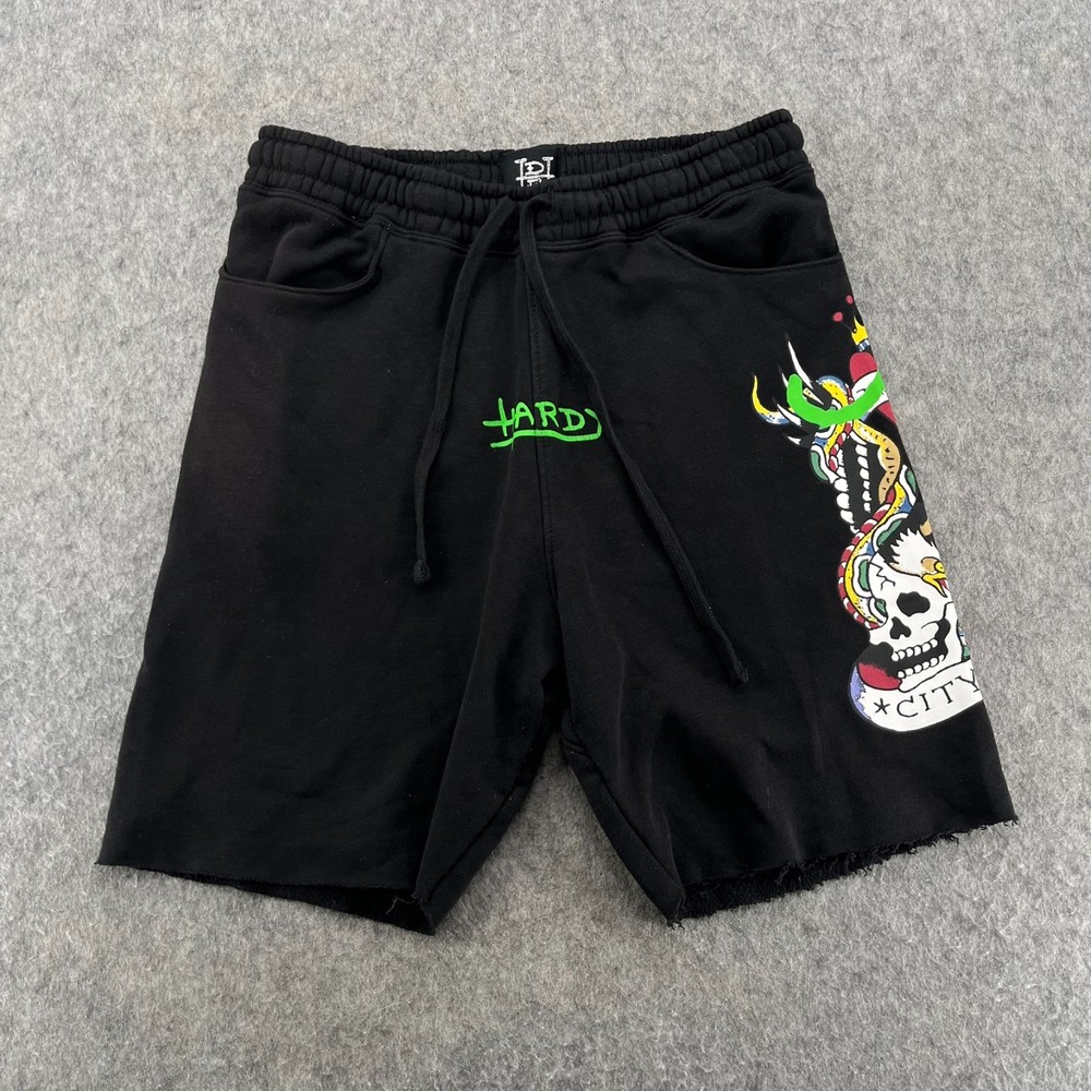 Ed Hardy Mens Sweat Shorts Black Size S *Stained*