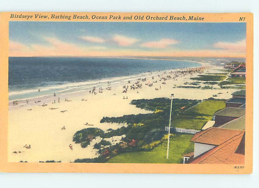 Linen BEACH SCENE Old Orchard Beach Maine ME j/11 AE9523