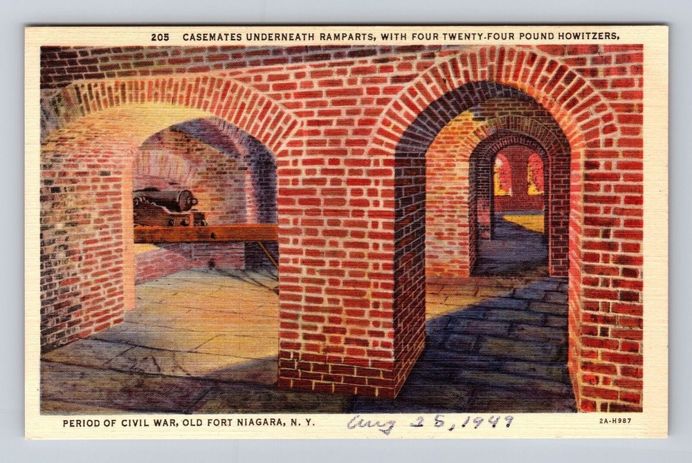Old Fort Niagara NY- New York, Casemates Underneath Ramparts, Vintage Postcard