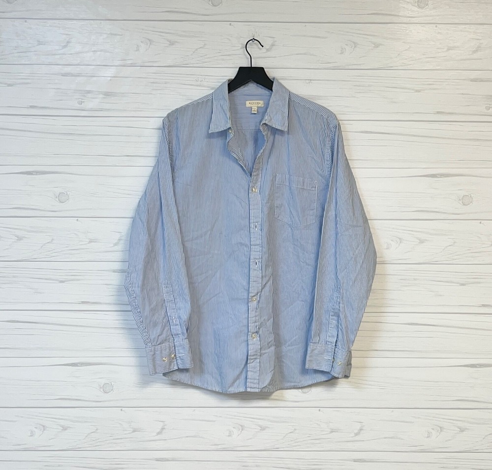 Sonoma shirt mens size large button up long sleeve blue striped classic fit