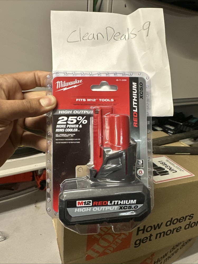 Milwaukee M12 12V XC High Output 5.0Ah Lithium-Ion Battery Pack 48-11-2450