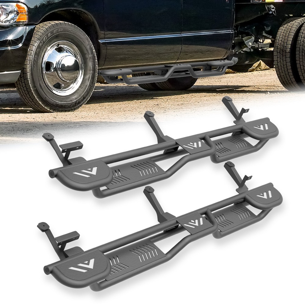 Three Raised Steps Side Running Boards For 2002-2008 Ram 1500 Double/ExtendedCab