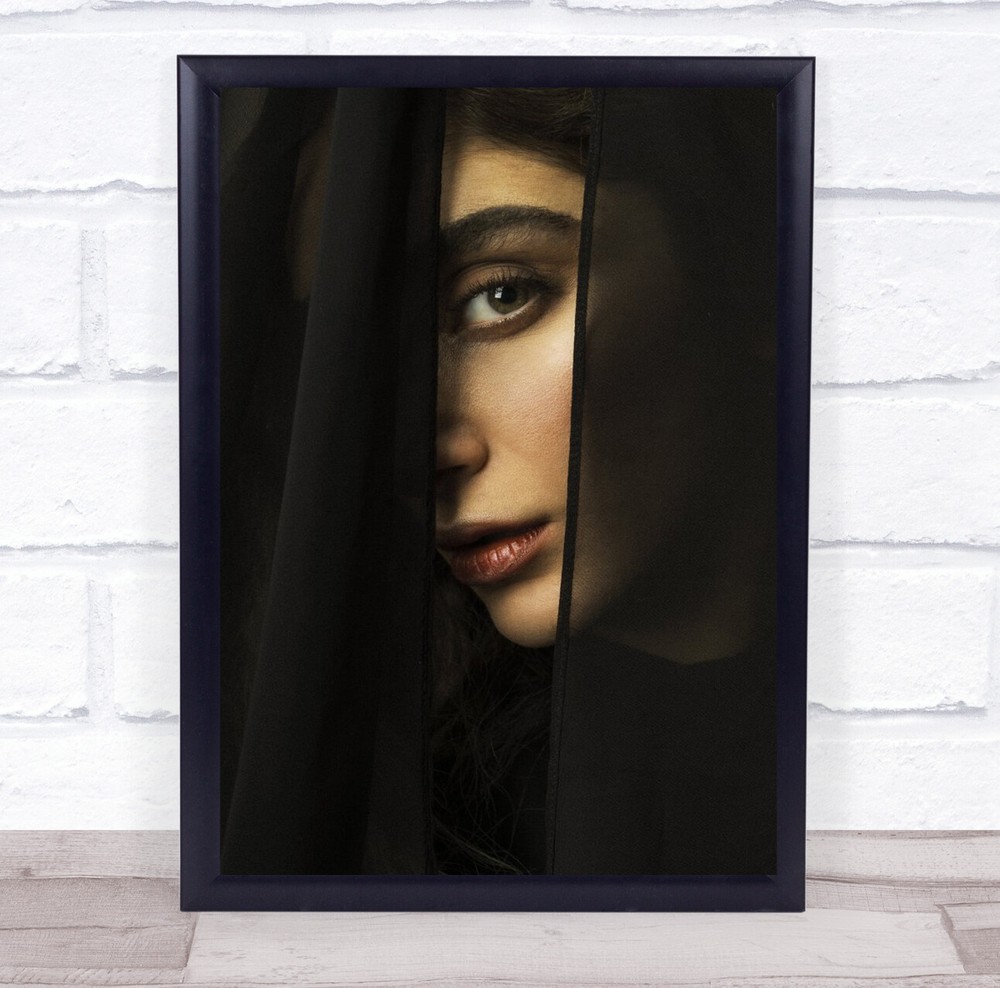 Elahe woman eye through veil stare Wall Art Print