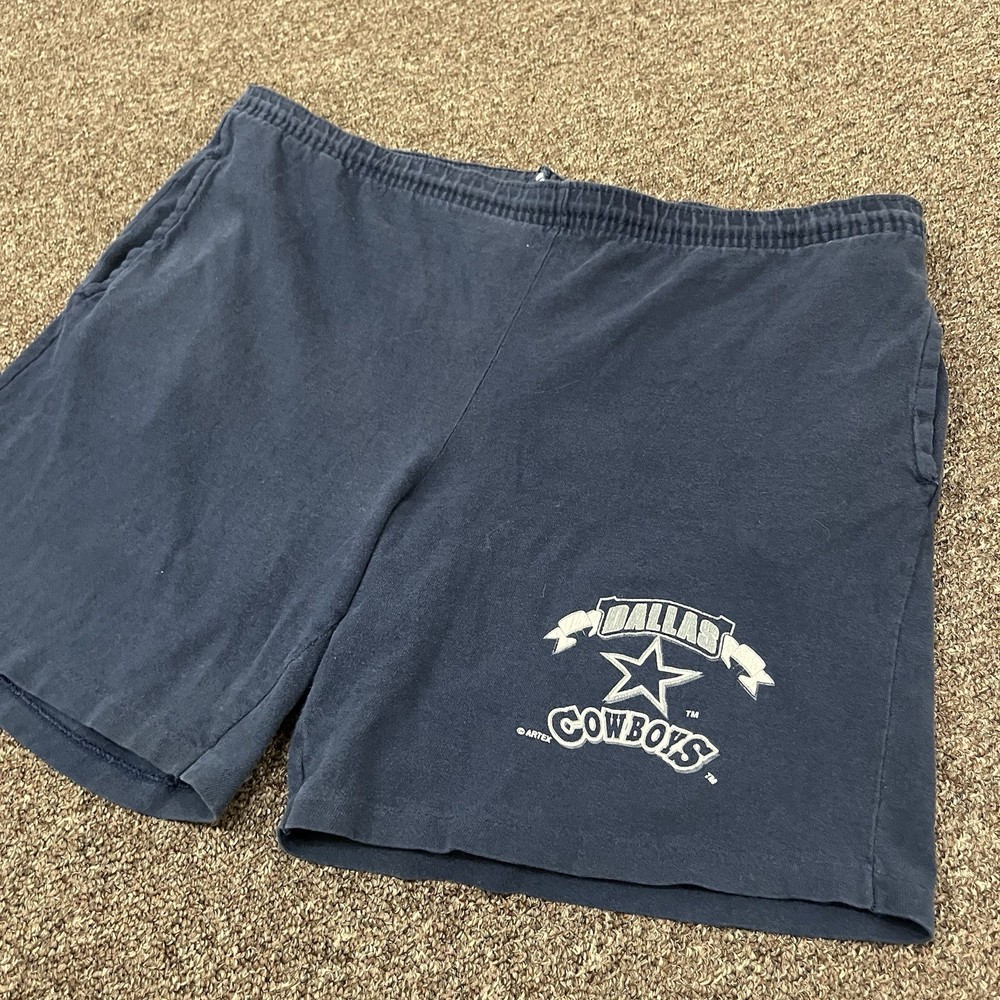 Vintage 90s Dallas Cowboys Shorts NFL [Fit XL] Men’s Navy Drawstring Cotton Gym