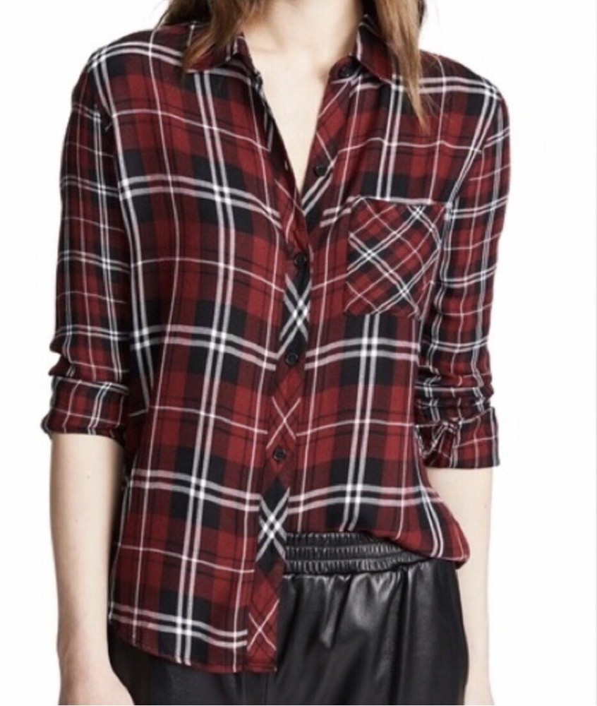 Rails  Woman’s Plaid Button Down Shirt/top in Red/Navy/White Rayon  Sz XS