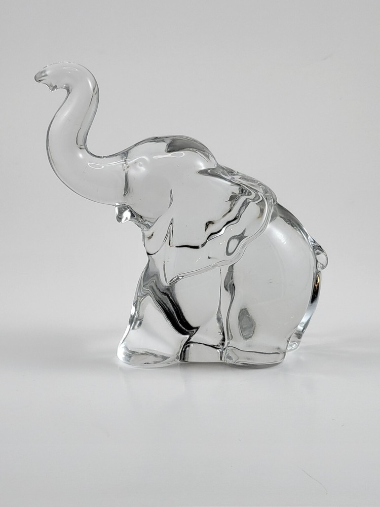 Elephant Lenox Crystal  Art Glass Paperweight Trunk Extended Collectible Gift