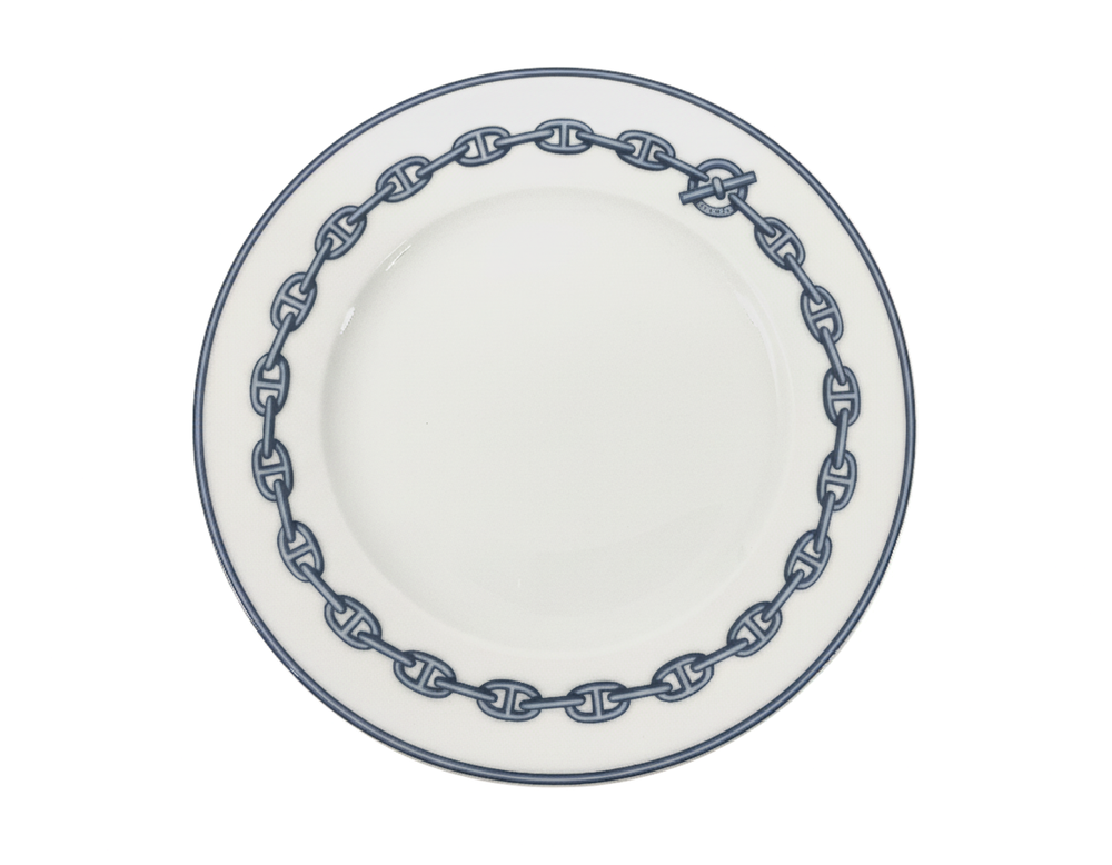 Hermes Chaine d'Ancre Blue Round Salad Plate 22 cm