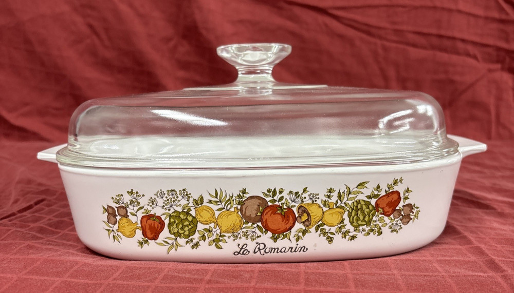 Corning Ware LE ROMARIN Casserole Dish A-10-B w/ Pyrex Lid A-12-C Spice of Life