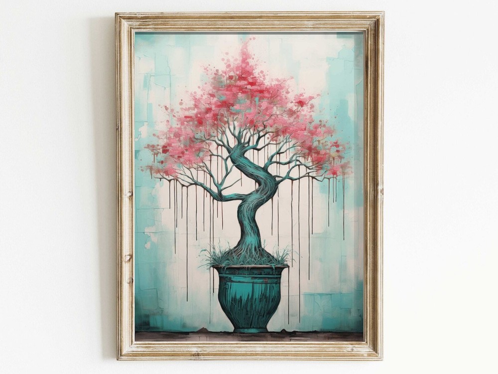 Japanese Tree Painting Asian Wall Art Botanical Wall Art Bonsai Tree Print