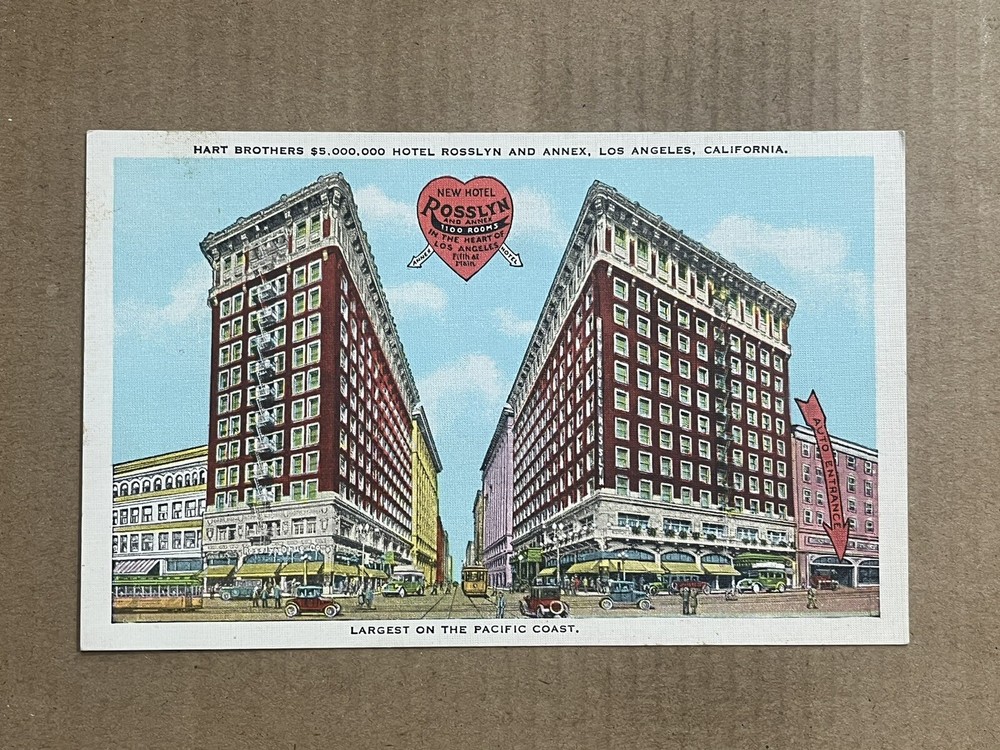Postcard New Hotel Rosslyn Annex Los Angeles California CA Hart Brothers Vintage