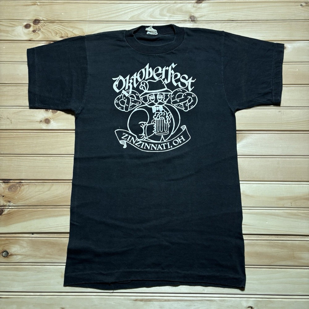 Vintage 70s 80s Oktoberfest Zinzinnati Ohio Beer Shirt Size S/M Black