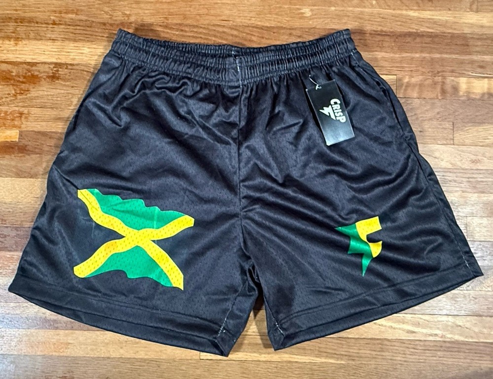 NWT Crispy NYC Originals Black Jamaica Mesh Basketball Shorts Size L