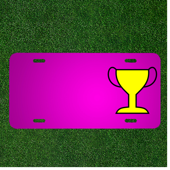 Custom Gold Car License Plate with Personalized Names for Trophy Award Cup