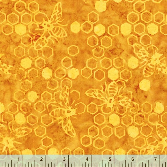 Anthology Batik Fabric | Don't Bug Me Bee & Honeycomb Yellow YARD