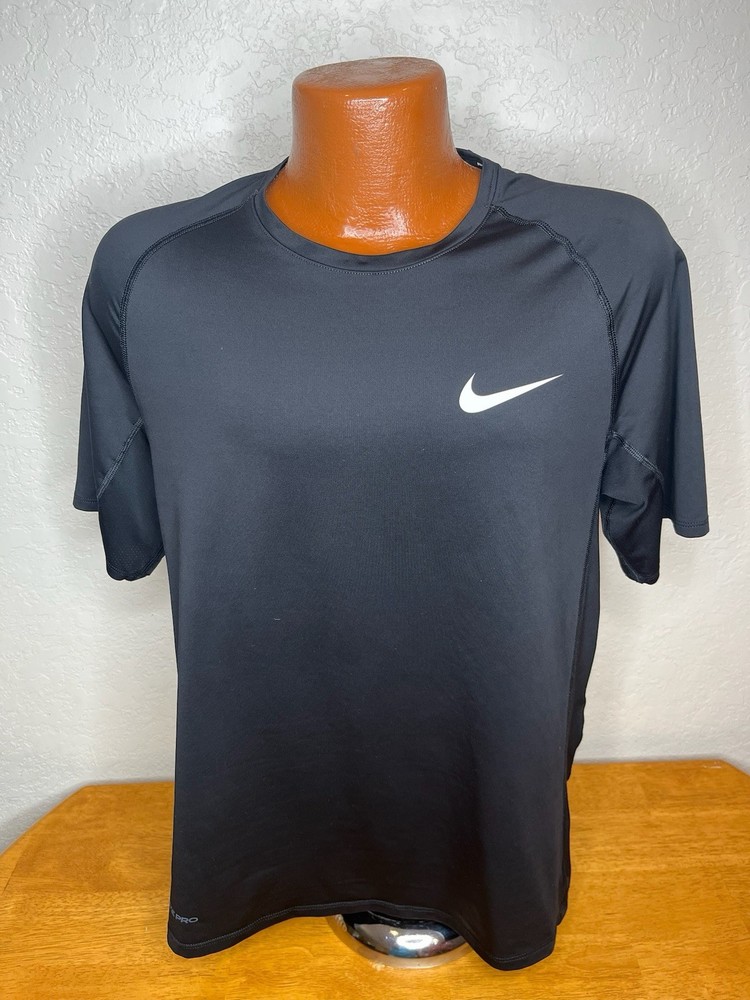 Men's Nike Pro Dri Fit S/S Athletic T-Shirt Large L | Black | Polyester