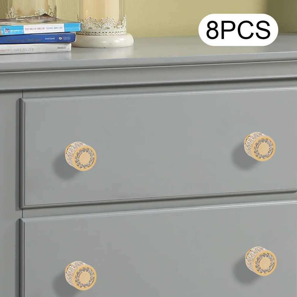 Crystal Brass Door Knobs Clear Diamond Cupboard Drawers Furniture Handle Cabinet