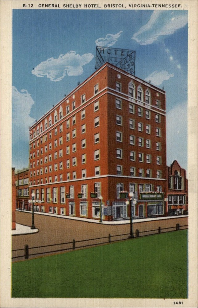 General Shelby Hotel Bristol Virginia ~ 1930s linen postcard