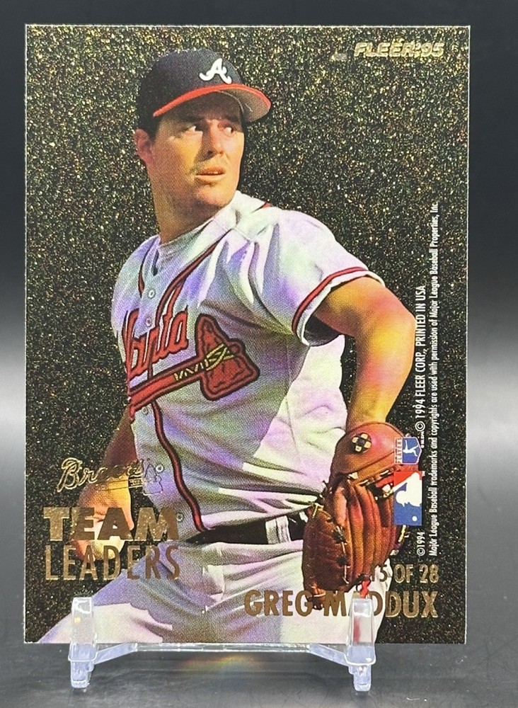 1995 GREG MADDUX  DAVID JUSTICE Fleer #15 Braves Team Leaders