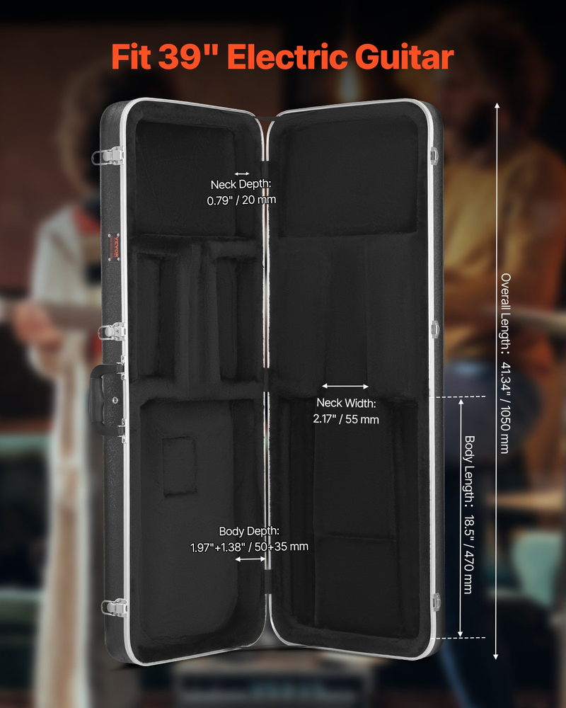 41.34in Electric Guitar Hard Case with Lockable Handle and Keys for Secure Storage and Transport