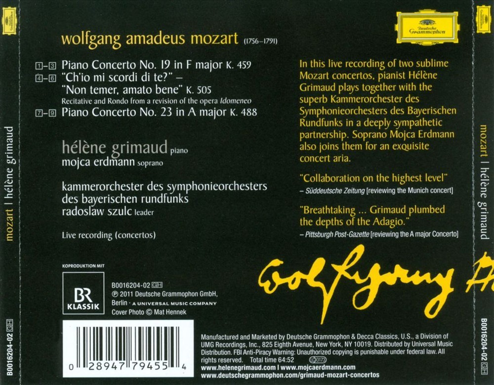 HÉLÈNE GRIMAUD MOZART NEW CD