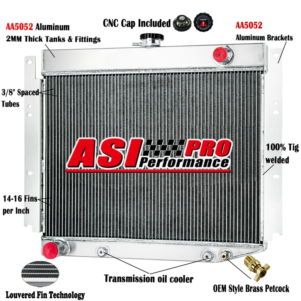 4 Row Radiator for 1969-71 1968 Dodge D100 D200 D300 W100 W200 W300 Pickup 6.3L