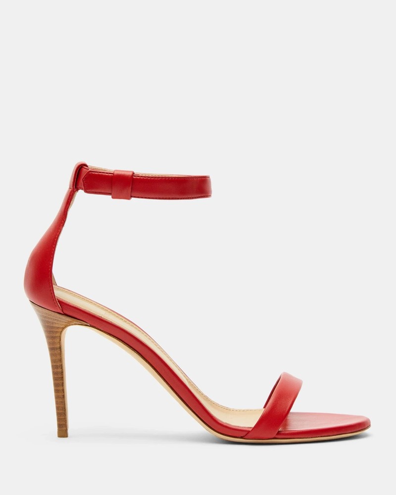Theory Women's Demeura Nappa High Heel Sandal Ankle Strap Pumps 38.5 NWT 355 RED