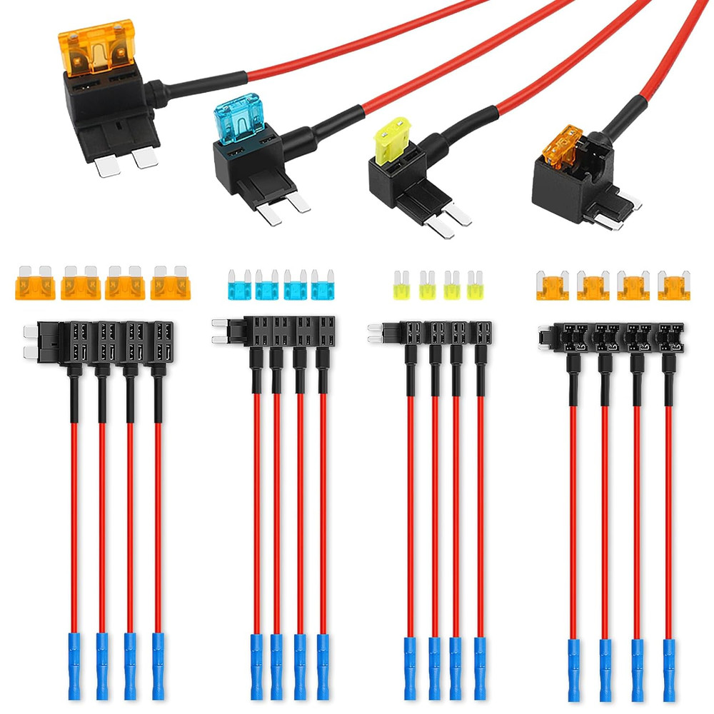 16 Pack 4 Types Fuse Tap, Upgraded 12V Car Add a Circuit Fuse Tap Kit - Standard