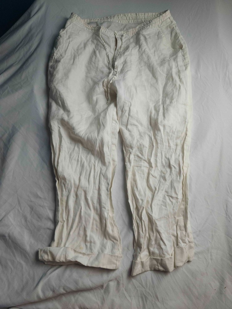 Linea Uomo Pants Mens XL White Linen Drawstring Beach Hippie Coastal Grandpacore