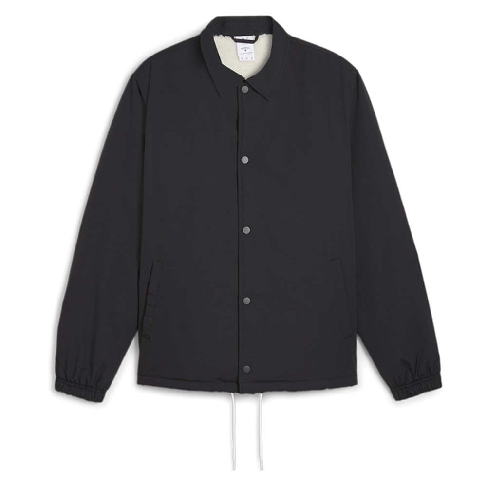 PUMA Noah Graphic Embroidered Button Up Jacket Mens Black Casual Athletic Outerw