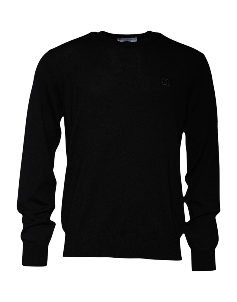 DOLCE & GABBANA Sweater Black Logo Wool Crew Neck Pullover IT50/US40/L 1130usd