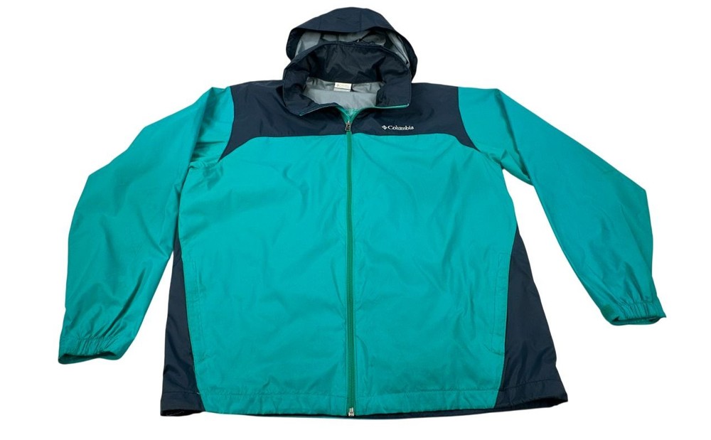 Columbia Teal Navy Blue Lake Rain Windbreaker Jacket. Men's - Size XL