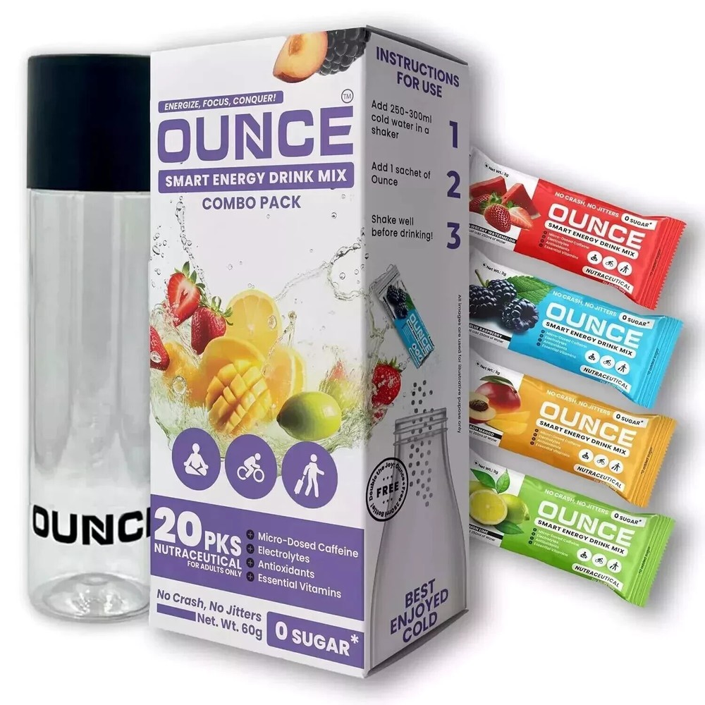 Ounce Energy Drink Powder + Electrolyte Powder - 20 Free Shipping World Wide