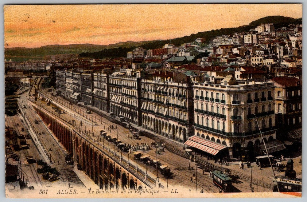 Antique Postcard Boulevard DE LA Republique Algiers, Algeria 1910s