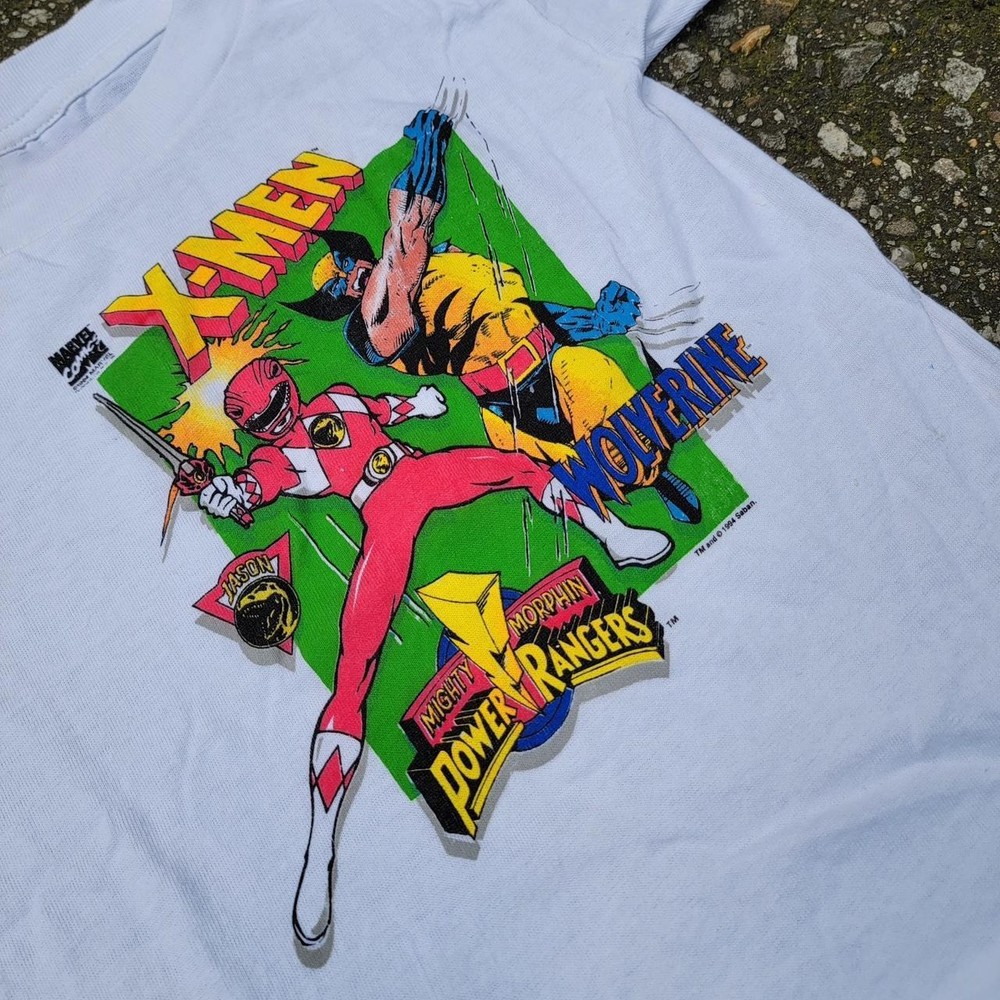 NEW 1994 Marvel Comics X-men Power Rangers Mighty Morphin T-Shirt Reprint